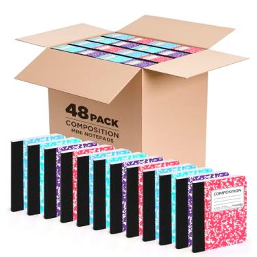 Imagem de Manaloom Mini cadernos de composição, caderno de bolso pequeno para estudantes, escritório universitário, cadernos de diário, 4 cores - 11,4 cm x 8,3 cm - 80 folhas/livro - (a granel - embalagem com