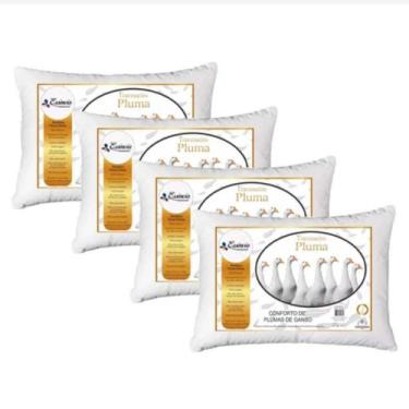 Imagem de Kit 4 Travesseiro Pluma de Ganso Descanso Antiacaro 70x50cm - retalho 