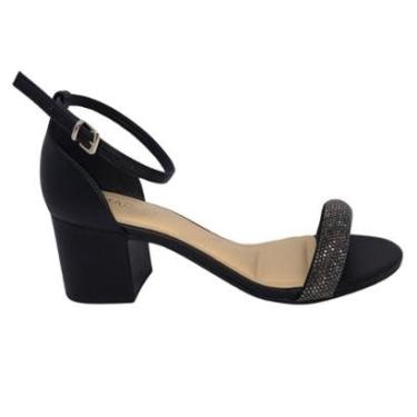 Imagem de Sandália Mariotta Strass Salto Médio Grosso Preto - 41310-Feminino