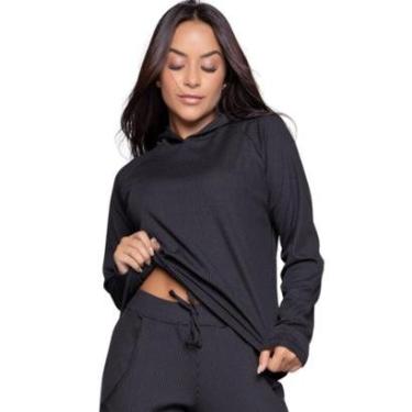 Imagem de Blusa Comfy Canelada Bella Fiore Com Capuz Frio Roupa Para Inverno Moda Casual-Feminino