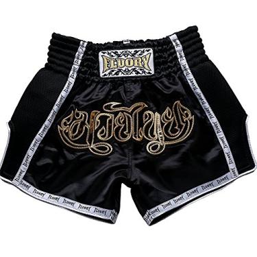 Imagem de Shorts de combate tailandês Muay da FLUORY, shorts de treinamento MMA para artes marciais, luta, luta, artes marciais, kickboxing, roupas, Mtsf05hei, X-Large