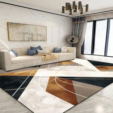 Imagem de Tapete geométrico dourado para sala de estar, decoração de área grande, tapetes para casa, para quarto, sofá macio, JH021, flanela, 8.200 x 300 cm, 78,7 x 118 pol.