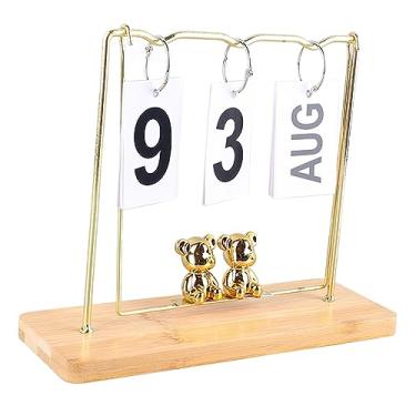 Imagem de Calendário Flip Chart, Ecológico Durável Metal Simples Estilo Moderno Calendário de Mesa Perpétuo Calendário de Mesa Perpétuo de Madeira Decoração de Escritório (#1)