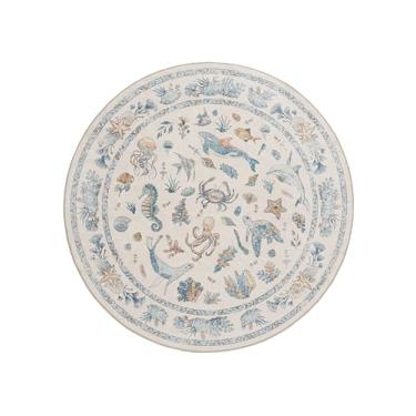 Imagem de Weaverlane Tapete lavável de lã sintética (azul multi, 1,8 m redondo)