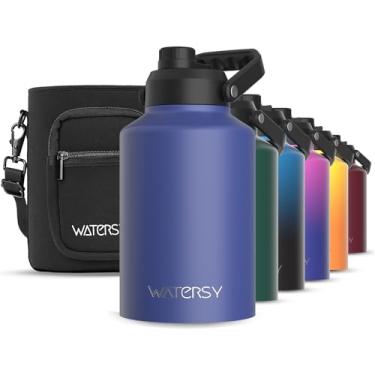 Imagem de WATERSY Garrafa de água de 1 galão isolada (fria por 48 horas), livre de BPA e à prova de vazamento, jarro de água de aço inoxidável de 3,628 g, grande térmico, garrafa de água grande com alça para