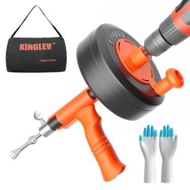 Imagem de Cobra de drenagem, trado de dreno de aço flexível de 7,6 m com adaptador de broca, trado manual de desbloqueio de encanamento, manual ou alimentado para tamancos de chuveiro e banheira - sem retração