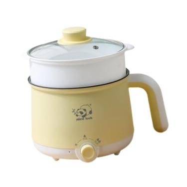 Imagem de Gralara Mini Panela Quente Raman Panela Seca 2 Engrenagens Elétrica Frigideira Mini Panela de Viagem para Aveia Macarrão Bife Ovos Mingau, Vaporizador Pp