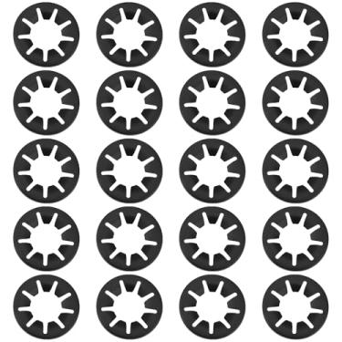 Imagem de SG Store Arruelas Starlock de dentes internos, 20 peças, disco de fixação, rolamento de eixo, arruelas de bloqueio de estrela para mobília de roda de veículo com eixo de 20 mm, 19 x 38,2 mm, preto