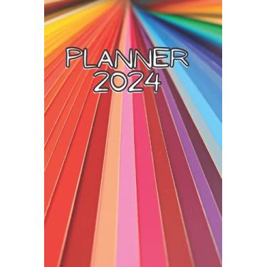Imagem de Planner 2024: Color Burst, Rainbow Standard Weekly Planner. 6x9" (15.24 x 22.86 cm). Colorful Design