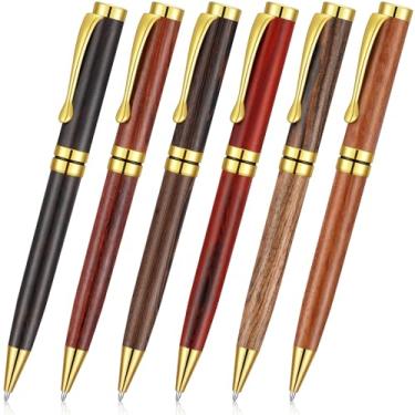 Imagem de Yeaqee Canetas esferográficas de madeira luxuosas de 1,0 mm, elegantes e elegantes, canetas de madeira preta, caneta de presente de formatura para homens e mulheres, empregados, professores, diário,