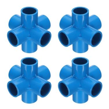 Imagem de HARFINGTON 4 peças de acessórios de tubo de PVC de 6 vias conector de tubo de cotovelo de 2,5 cm grau de construção de móveis acoplamento de tubo de 90 graus acessórios de cotovelo para esgoto