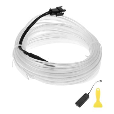 Imagem de A ABSOPRO Cabo de fio EL de 3 metros LED que brilha na faixa de iluminação do carro, luz neon flexível para decoração de carro, caixa de bateria (3V) azul gelo