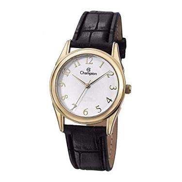 Imagem de Relógio Champion Social Feminino CH24660B Quartz Dourado Pulseira de Couro Preto