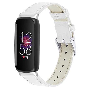 Imagem de Gimuk Pulseira de couro compatível com Fitbit Inspire 3 para mulheres e homens, pulseira esportiva de couro macio respirável de substituição para Fitbit Inspire 3