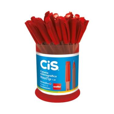 Imagem de Caneta Esferográfica Neo Tip 1.0 Mm, Cis, 41.1900, Vermelha, Pote Com 50 Unidades