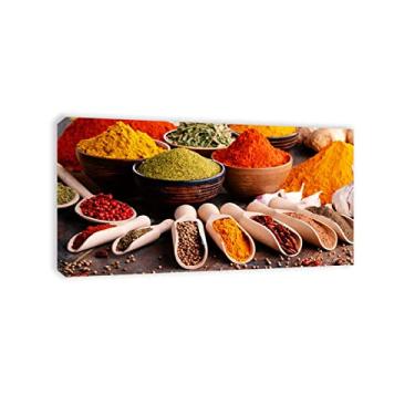 Imagem de Fotos emolduradas de cozinha, decoração de parede, especiarias de natureza morta em colher de madeira, arte de parede, arte de parede, fotos de alimentos, pintura em tela, arte de comida para sala de