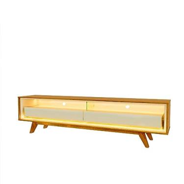 Imagem de Rack para Tv até 75 Polegadas com Led e Pés Requinte 172,5cm Gelius Móveis Naturale/off White