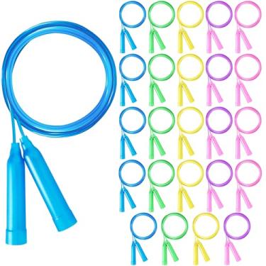 Imagem de ZATAYE Corda de pular infantil 100 peças, cordas de pular coloridas de PVC para crianças, corda de pular ajustável, corda de pular sem emaranhados, cordas de pular leves para atividades ao ar livre,