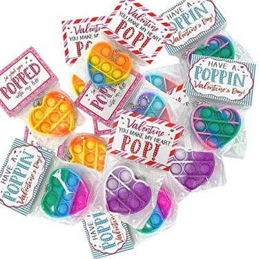 Imagem de Lashicorn Coração Pop It Valentines, 10 Unidades Em Forma De Pop-It Dia Dos Namorados, 2" X Arco-Íris