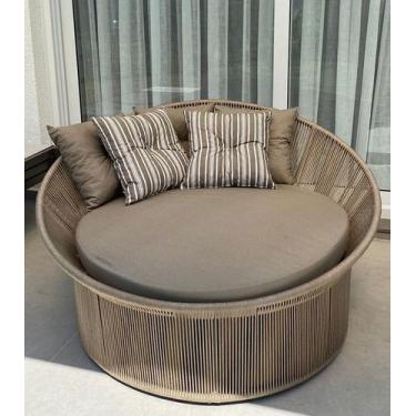 Imagem de Chaise Palmeira Taça em Corda Areia - Tecido Duna Marrom - New Garden