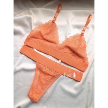 Imagem de Kit 3 Conjunto Feminino Renda Sexy Sem Metal  Transparente Calcinha Su