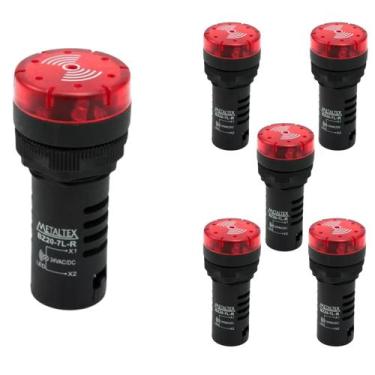 Imagem de 6 Sinalizadores 22mm Sonoro 50dB Led 24Vca/CC - Metaltex