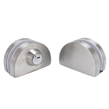 Imagem de Trava da Porta de Vidro, Aço Inoxidável Sem Moldura Trava de Porta Dupla, Empurre a Trava Deslizante Com 3 Teclas para Portas Planas, Portas de Escritório, Salas de Estar e