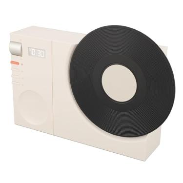 Imagem de Alto-falante BT vintage, toca-discos retrô para escritório em casa, alto-falante portátil de som claro para amantes de música (branco marfim)