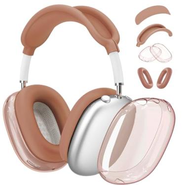 Imagem de Conjunto de capa 4 em 1 para fones de ouvido AirPods Max, antiarranhões, à prova de suor, capas de auriculares/protetores de faixa de cabeça para Apple AirPods Max 2024 USB-C/2020 Lightning (marrom