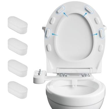 Imagem de iFealClear 4 peças de amortecedores universais de assento de vaso sanitário para bidê, tampão de borracha para mudança de altura, para-choques de assento de bidê de vaso sanitário de forte adesão com