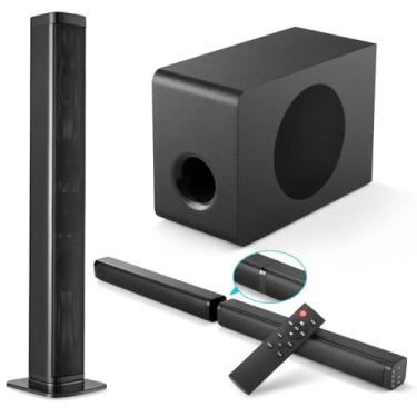 Imagem de Suporta Bluetooth Soundbar, 2.1 Canais Home Theater, Versão HDMI com Subwoofer 160×230×340 mm ﻿