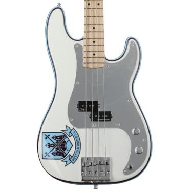 Imagem de Fender 0141032305 Steve Harris Precision Bass, Maple Neck, Olympic White with Stripe