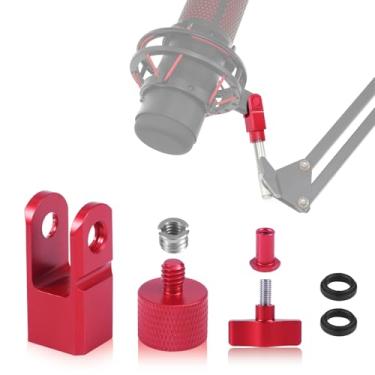 Imagem de Adaptador de montagem de microfone de metal, inclui adaptador de parafuso de 9,5 cm ou 1/10.2 cm compatível com suporte de microfone Hyperx Quadcast e acessório de substituição de braço boom para