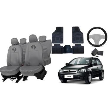 Imagem de Conjunto capa couro cinza Corsa 03-12 + acessórios - ferro tech br