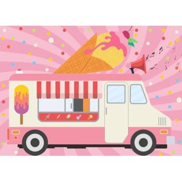 Imagem de DePhoto 1,8 x 1,5 m DePhoto Pano de fundo de aniversário doce verão aniversário chá de bebê decoração de festa para menina sorveteria fundo festa bolo mesa foto adereços