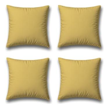 Imagem de Kit 4 Capas Almofada Veludo Suede Decorativa 45x45 Amarela