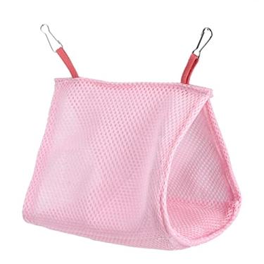 Imagem de Mbeysaq Rede Summer Breathy Mesh para animais de estimação para papagaios, hamsters, planadores de açúcar - acessório de gaiola confortável e seguro - rosa tamanho pequeno (rosa)