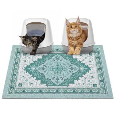 Imagem de Glittme Tapete de areia para gatos com fundo antiderrapante 83 x 56 cm, tapete de armadilha de areia fácil de limpar lavável tapete de comida de gato para gatinho, G