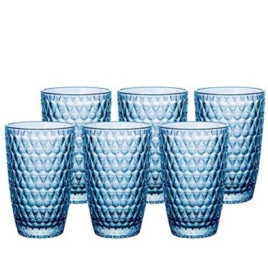 Imagem de Jogo de 6 copos Amelie em vidro 355ml A13cm azul