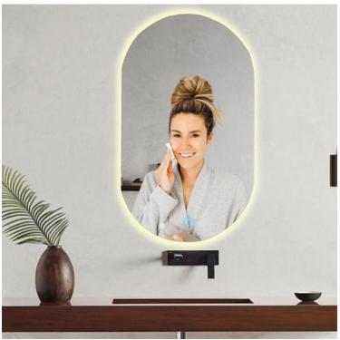 Imagem de Espelho Oval Organico 75x50cm Iluminado Led 3000K Touch Screen - ORNAT