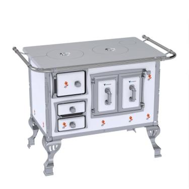 Imagem de Fogao a Lenha N 1 Sec Chapa de Aluminio Branco Flor Sem Tampa