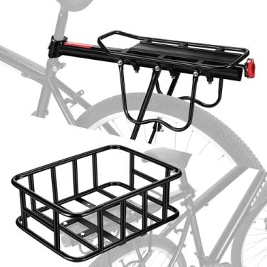 Imagem de WOODWORD Cesta De Bicicleta Traseira Com Suporte Traseiro Para - Carga Montanha/Estrada/E-Bike. Inclui Forro/Rede/Capa Impermeável Transportar Animais Estimação/Frutas/Compras Liberação Rápida/Capac
