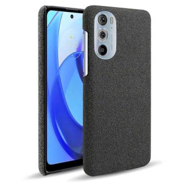 Imagem de Capa para MOTO EDGE 30 PRO,Capa desenhada em lona,Case Protetora Ultrafina com Empunhadura Macia,Design em Tecido Antichoque e Antiarranhões-Black
