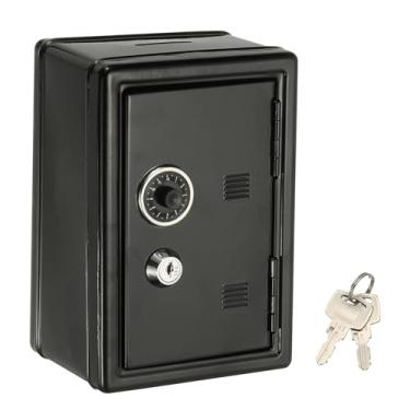 Imagem de PATIKIL SAFECaixa de dinheiro com fechadura, mini cofre para dinheiro, pequeno banco, caixas de economia de dinheiro com bandeja 2 chaves para relógios de dinheiro, joias, itens pessoais, preto