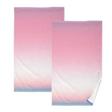 Imagem de Blushing Sky Gradient-58 Toalhas de banho de algodão 2 peças, toalhas de mão pequenas, toalhas de banho absorventes, toalhas de banho de secagem rápida, toalhas decorativas para banheiro, cozinha