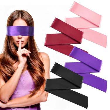 Imagem de Classicseali 4 peças de venda de seda e laços de mão para quarto, dobras de seda para brincadeiras de adultos, máscaras de olhos vendadas de cetim de 59 polegadas para dormir, máscaras de sono macias