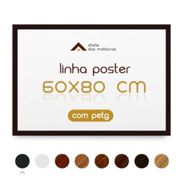 Imagem de Moldura 60x80 Sem Vidro com Fundo Quadro Foto Impressão com Proteção Petg (Preto)
