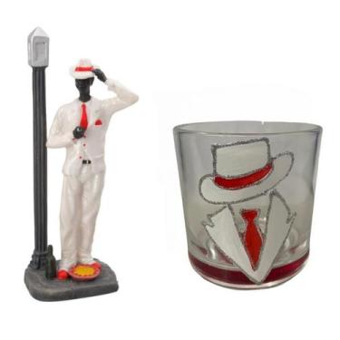 Imagem de Kit Escultura Zé Pelintra 25 cm Resina + Copo Whisky - Lua Mística - 1