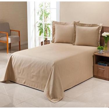Imagem de Kit Colcha Cobre Leito Piquet Casal King 3Pçs Floral E Liso Várias Cor