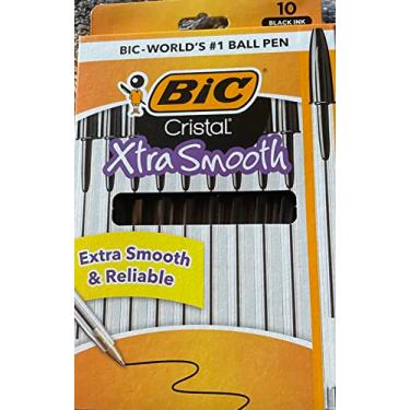 Imagem de BIC Canetas esferográficas de cristal, ponta média, corpo translúcido, tinta preta, pacote com 10 canetas